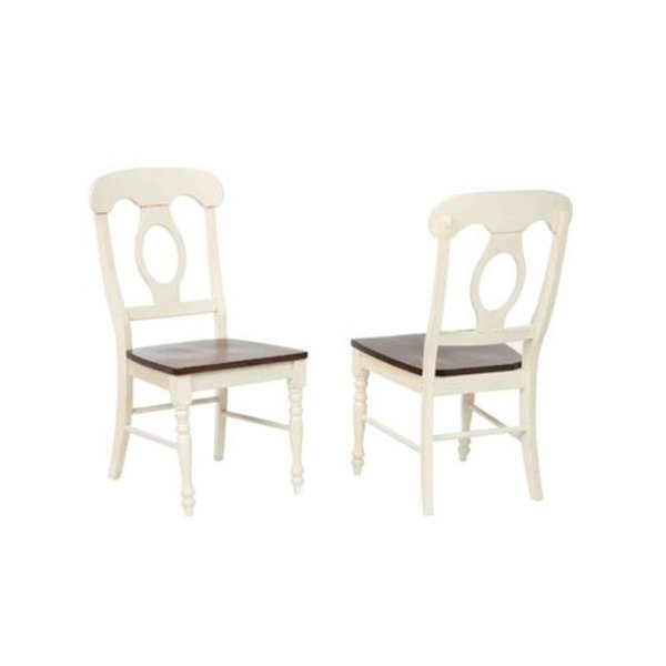 Sunset Trading Sunset Trading DLU-ADW-C50-AW-2 Napoleon Dining Chair in Antique White & Chestnut - Set of 2 DLU-ADW-C50-AW-2